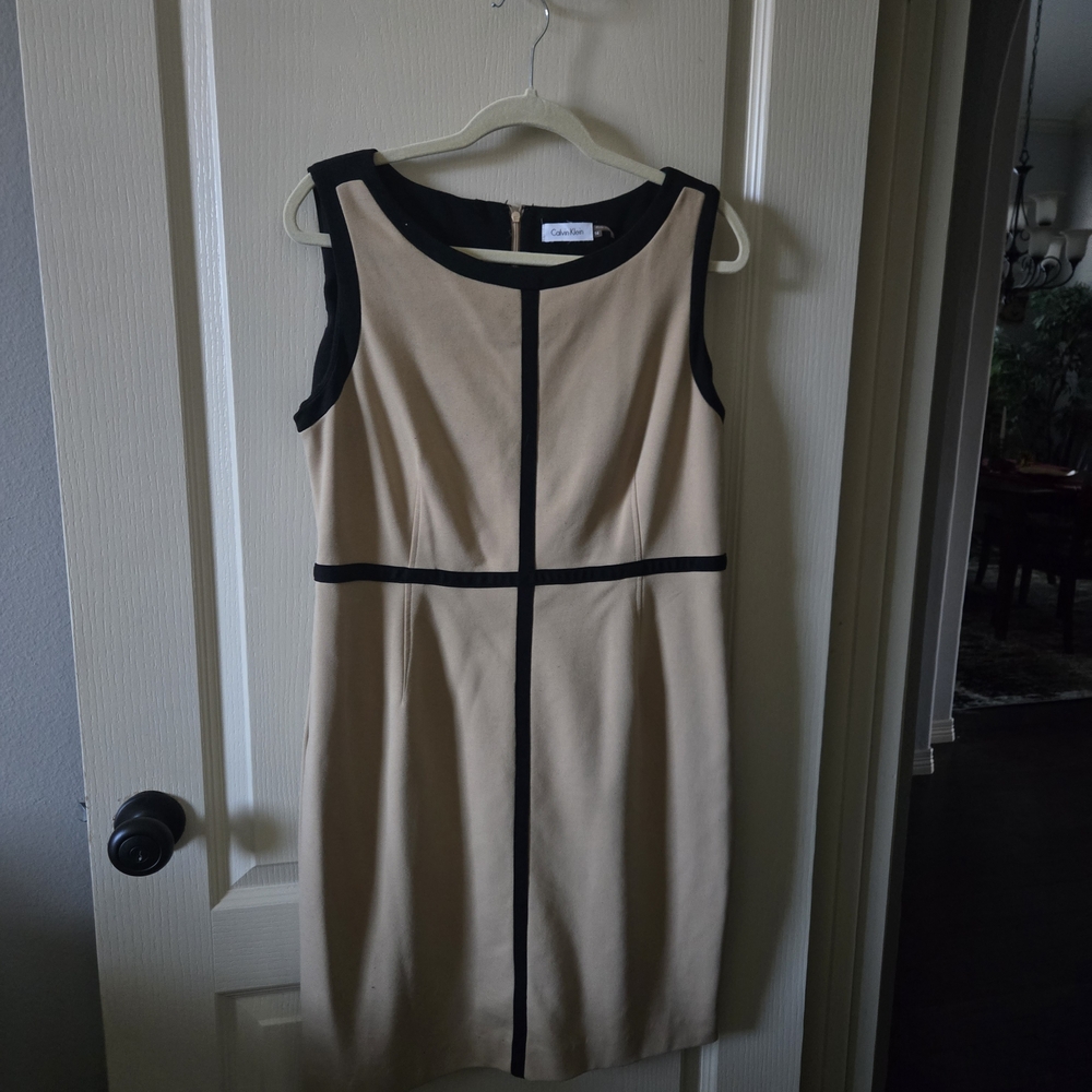 Calvin Klein Collection Tan and Black Mini Dress